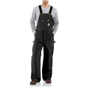 Carhartt R41BLK Quilt Lined Zip to Thigh Bib Overalls Black 48x28 Workwear
